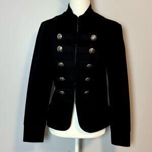 INC International Concepts Black Military-Style Blazer with Silver Buttons NWT